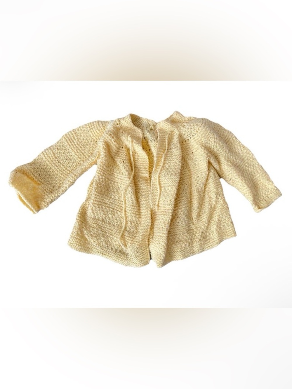 Vintage Yellow Sweater Knit Girls Wool Tie Front Age 3/4 Years